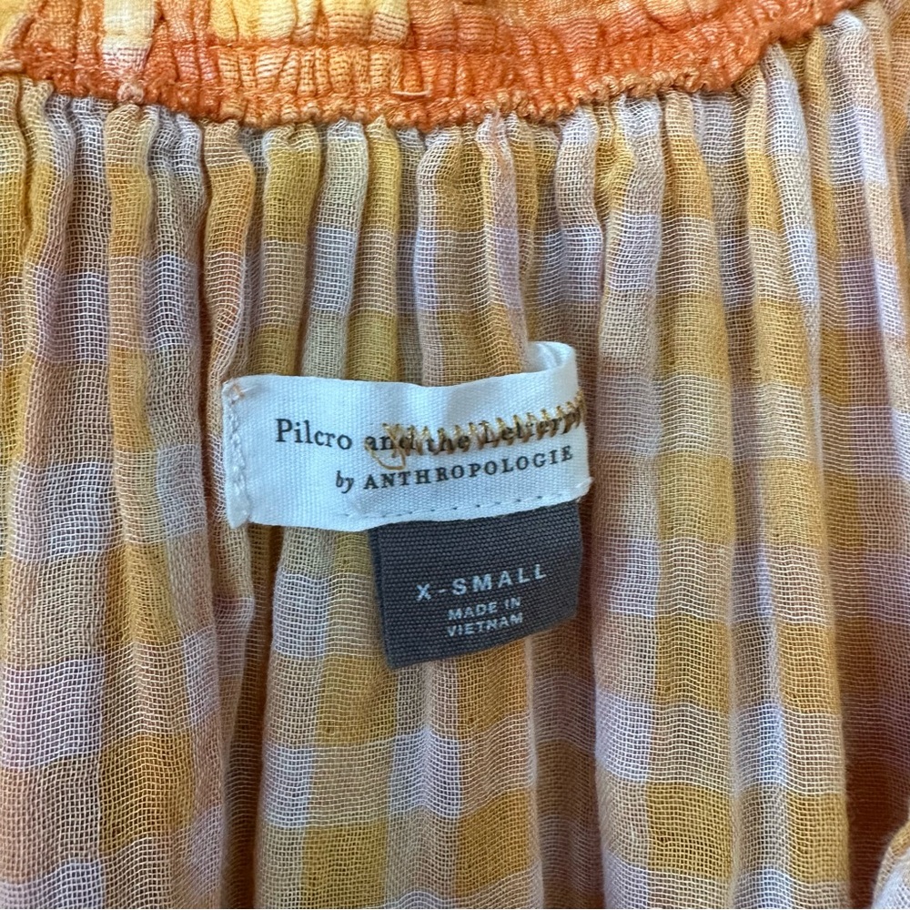 Pilcro and the Letter Press Gauzy Oversized Plaid Babydoll Top XS - Picture 3 of 9